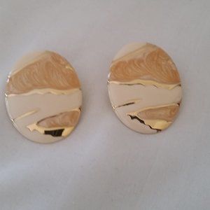 VINTAGE ENAMEL OVER GOLD-TONE EARRINGS